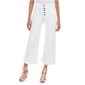 Express High waisted Wide Leg Cropped Raw Hem Stretch Jeans